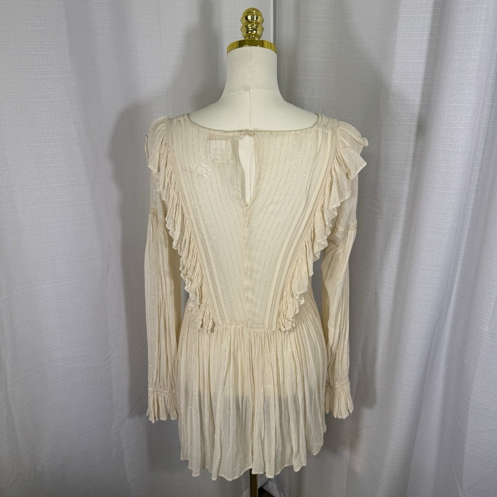 NWOT Maeve Anthropologie Ruffle Wynn Metallic Stripe Boho Peasant Flowy Size 4 - Picture 6 of 14